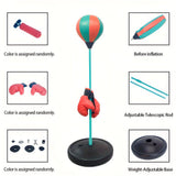 Black kids punching ball, boxing set for kids, martial arts toy for kids, adjustable punching ball, V1347-140-BLA-40079