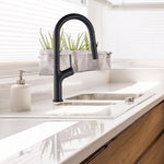 Kitchen Laundry Bathroom Basin Sink Pull Out Mixer Tap Faucet in Black V63-847991