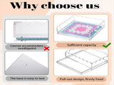 Acrylic Scalloped Tray 9x9inch Large Clear Acrylic Tray with Drawer for Insert Photos, Art, and V1370-AZ4-10347