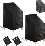 2 Pack Waterproof Outdoor Furniture Covers for Garden Cushions Stacking Chairs Black V1258-DP02-BOL-558