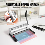 Binding Machine, Comb Binding Machine 21-Holes Binding 450 Sheets, Book Binder Machine with 100 PCS V952-ZDJ20SSSD210BTS1FV0