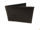 Mens Slim Genuine Skin Crocodile Leather Wallet Bi Fold Gift - Brown V563-BR-AC04-BRWN