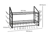 Toque Pot Rack Wall Mounted 2 Tier Hanging Cookware Organizer 20 Hooks Pan Rack KT1063-BK-2-AU