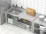 Freestanding Stainless Steel Kitchen Sink 120x50x79cm Commercial Utility Wash Basin V63-952871