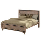 4 Pieces Bedroom Suite King Size Silver Brush in Acacia Wood Construction Bed, Bedside Table & V43-BDS-SSH-4PC-DRS-K