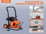 Drain Cleaning Machine 50 FT x 1/2 Inch, Sewer Snake Machine Auto Feed, Drain Auger Cleaner with 4 V952-ZDJJKLSGDSTJZCTMFV3