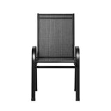 Gardeon 2PC Outdoor Dining Chairs Stackable Lounge Chair Patio Furniture Black FF-STA-CHAIR-BK-X2