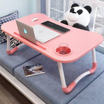 SOGA Pink Portable Bed Table Adjustable Folding Mini Desk Notebook Stand Card Slot Holder with BEDTABLEH302