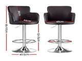 Artiss 2x Leather Bar Stools Swivel Adjustable Gas Lift PU Counter Chairs Brown BA-K-7200-BRX2