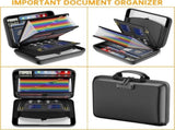 Black Fireproof EVA Hard-Shell File Organizer Briefcase with Combination Lock Waterproof Accordion V888-ELOSUNG43347