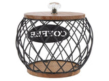 Coffee Capsule Holder Fruit Shaped Stylish Coffee Pod Storage with Wooden Base Lid Home Decor Black V1294-YM0901-3118240263312