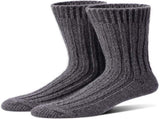 97% Merino Wool Crew Socks for Men & Women 2 Pairs Classic Rib, Thick Wool Socks for Hiking, Work, V1258-DP02-F-515