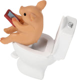 Cabilock Mini Resin Cute Pig Figurines Texting On Toilet Statue, Miniature Piggy Sculpture, Garden V1188-ZC-LHJ-32