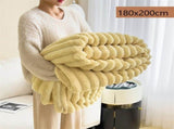 Plush Bunny Fleece Single Wide Blanket Thick Flannel Home Office Nap Throw Cream Yellow 180200cm V1221-XM-LB5552-ZS195