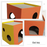 Orange Sisal Cube Cat House with Scratch-Resistant Texture for Comfortable Pet Resting and Play V1369-AZ3-W-13405