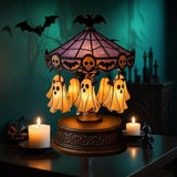 Ghost Carousel Light Halloween Desk Lamp Stained Glass Circus Tent Night Light With Ghosts Bats V1370-AZ4-16687