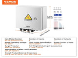 PV Combiner Box, 4 String, Solar Combiner Box with 15A Rated Current Fuse 63A Circuit Breaker V952-GFHLX4HL15ATMYRICY3