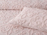 Bianca Ella Blush Cotton Chenille Floral Bedspread Set Super King V442-BCA-BEDSPREAD-ELLA-BLUSH-SK