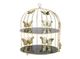 Golden Bird Cage Shape Cosmetic Rack Desktop Makeup Organizer Rack Double Tier Cupcake Cake Stand V1294-YM0901-3117250099511
