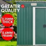 4ft x 8ft Garden Shed with Base Flat Roof Outdoor Storage - Green GSF-BSW-48B-GN