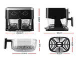 Devanti 4.5L Glass Air Fryer Kitchen Oven Knob Control 1350W Healthy Cooker Black AF-K-H-4Z5L-BK