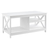 Artiss Coffee Table Storage Shelf White FUR-S-COF10-WH