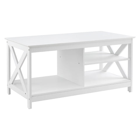 Artiss Coffee Table Storage Shelf White FUR-S-COF10-WH