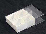 50 Pack of White Card Chocolate Sweet Soap Product Retail Gift Box - 4 Bay Compartments - Clear V382-50CHOC4BAY