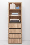 GENEVA THREE SHELF/FOUR DRAWER BUILT IN WARDROBE - SLIM SHAKER - NATURAL OAK V164-ECW2STB