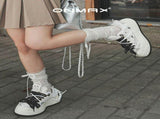 Camellia Platform Sneakers Chunky Canvas Shoes Unisex High-Top Sneakers Height - Camellia - Size V1102-M-SHOE-56595-CAME-8AU8EU41