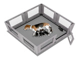 Fin 8 Panel Safest Tempered Glass Dog Whelping Pen Box Shatter-Proof Playpen Exercise Box V767-XPETGHWL-12