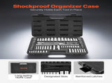 Socket Set, 69 Pieces, 9.5 & 6.4 mm Drive Socket and Ratchet Set, SAE and Metric, Deep and Standard, V952-TTJLBSZJTTJLJ85A3001V0