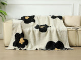 White-black Knitted Sofa Blanket with Plush Side, 130 x 160 cm, 950g, Ideal for Napping and Office V888-ELOSUNG28783