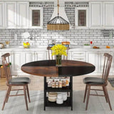 NNETMLT Round Dining Table - Rustic Brown & Black V728-YA175187