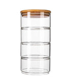 4pcs Stackable Glass Jars with Lid Storage Bowls for Fruit Salad Family Use V1263-JX-5940