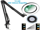 Illuminated Magnifying Glass with 72 LEDs, 8X/10X Magnification, New USB, 3 Colors, for Soldering V1366-AZ2-W-02227
