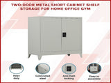 Two-Door Metal Short Cabinet Shelf Storage for Home Office Gym V63-844391