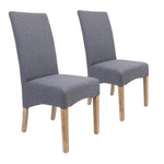 Jackson Dining Chair Set of 2 Fabric Seat Solid Pine Wood Furniture - Grey V315-VOD-MESS-20-2PC-KIT