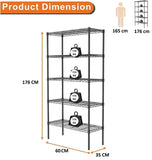 CARLA HOME 5-Tier Adjustable Metal Storage Shelves Wire Rack Organizer for Kitchen, Pantry, Bathroom LSB-36204