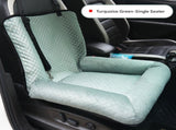 Turquoise Plush Dog Car Booster Seat - 2-in-1 Travel Bed for Small Dogs with Washable Cover V888-ELOSUNG34331