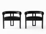 Artiss Dining Chairs Set of 2 Velvet Upholstered Barrel Chairs with Curved Armrests & Back Black UPHO-C-DIN-2553-BKX2