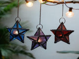 Glass Star Lantern Hanging Ornaments - Tea Light Lantern Window Hangings Patio Balcony Living Room V1258-DP02-F-796