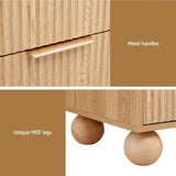 Artiss Rattan Bedside Table 2 Drawers Pine FUR-Z-BS-03-WD