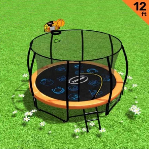 Kahuna Pro 12 ft Trampoline with Mat, Reversible Pad, Basketball Set TRA-KEM-12-OB-BB