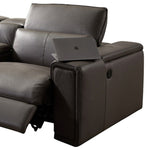 Corner Sofa Square Wedge Finest Genuine Leather Grey Electric Recliner Storage Drawer with 2x Cup V43-SOF-ATLN-GR