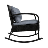 Gardeon Outdoor Furniture Rocking Chair Wicker Garden Patio Lounge Setting Black ODF-ROCK-E-CHAIR-BK