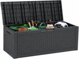 60 Gallon Outdoor Storage Deck Box, 227L Resin Patio Storage Box with Lockable Lid, Waterproof-Look V1338-WAK0074
