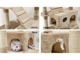 i.Pet Cat Tree 180cm Tower Scratching Post Scratcher Wood Condo House Toys Beige PET-CAT-HSCT076-180-BE