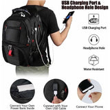 Black 50L Extra Large Laptop Backpack with USB Charging Port - Waterproof Oxford Fabric Travel & V888-ELOSUNG42447