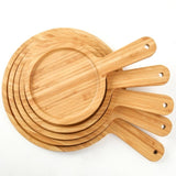 SOGA 2X 7 inch Blonde Round Premium Wooden Serving Tray Board Paddle with Handle Home Decor WODE502X2